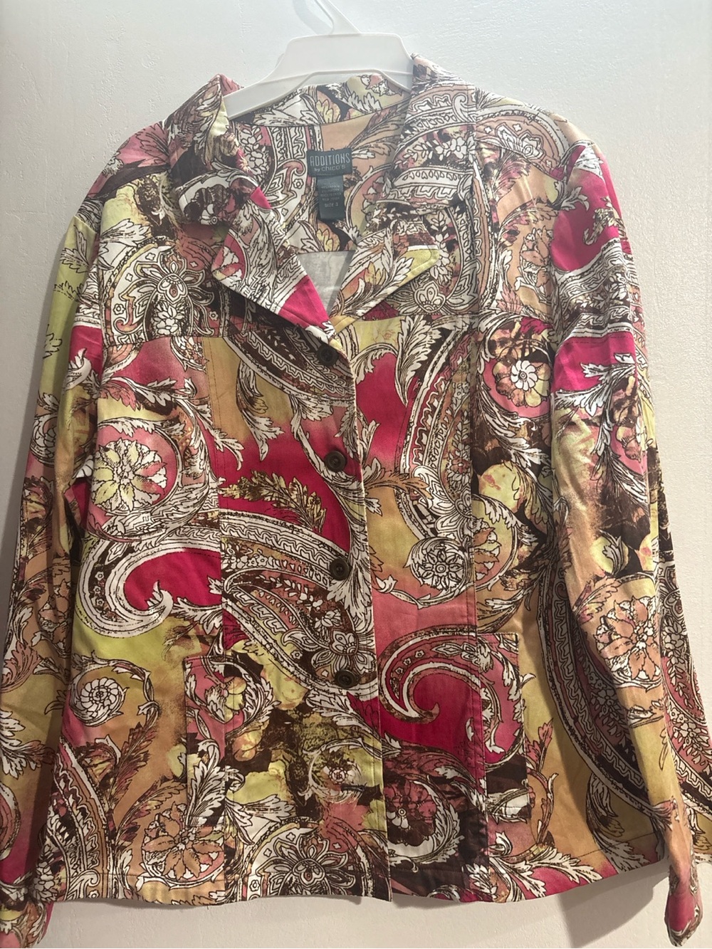 Chico's Additions Multicolor Paisley Top - Pink, Yellow, Brown